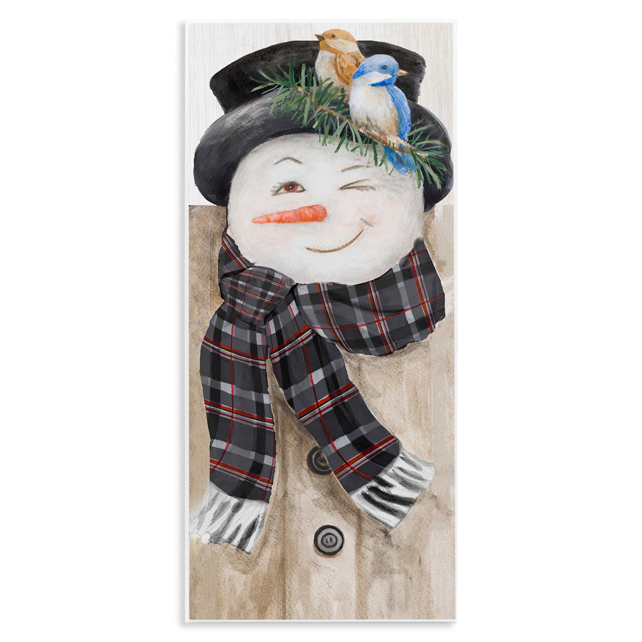 Stupell Industries Rustic Winter Snowman Wink Wall Plaque Art